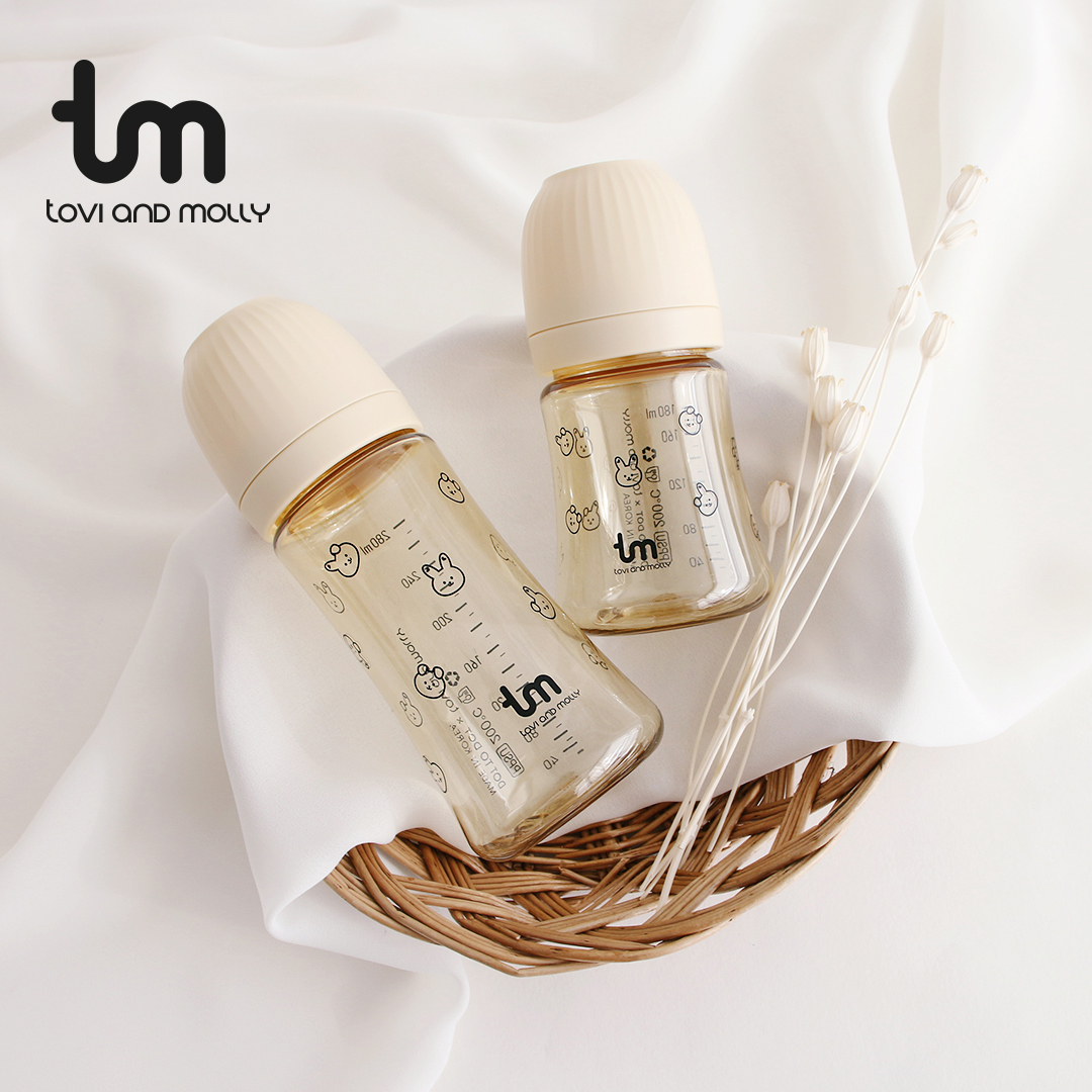 [토비앤몰리] 출산선물 돗바니/돗람이 PPSU 트윈젖병 180ml+280ml 세트(총4개)+젖꼭지 사은품 배앓이젖병 - 상세 이미지 5