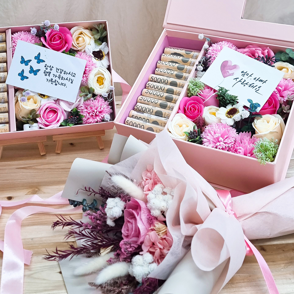 반전 용돈박스 상자 돈케이크 엄마 아빠 생일 선물 클래식투명돈티슈