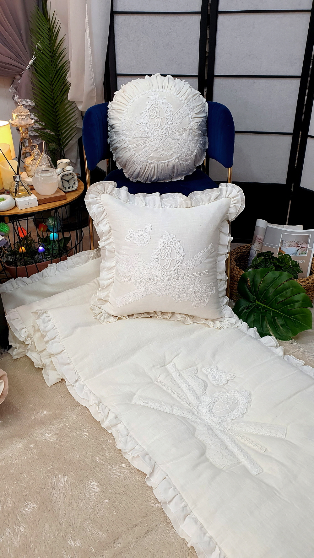 린넨레이스 프릴 쇼파패드4인용 3인용 돌쇼파패드 맞춤제작