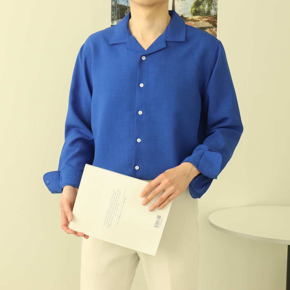 남자린넨셔츠 오버핏 와이드카라 링클프리 남자셔츠 - 상세 이미지 2