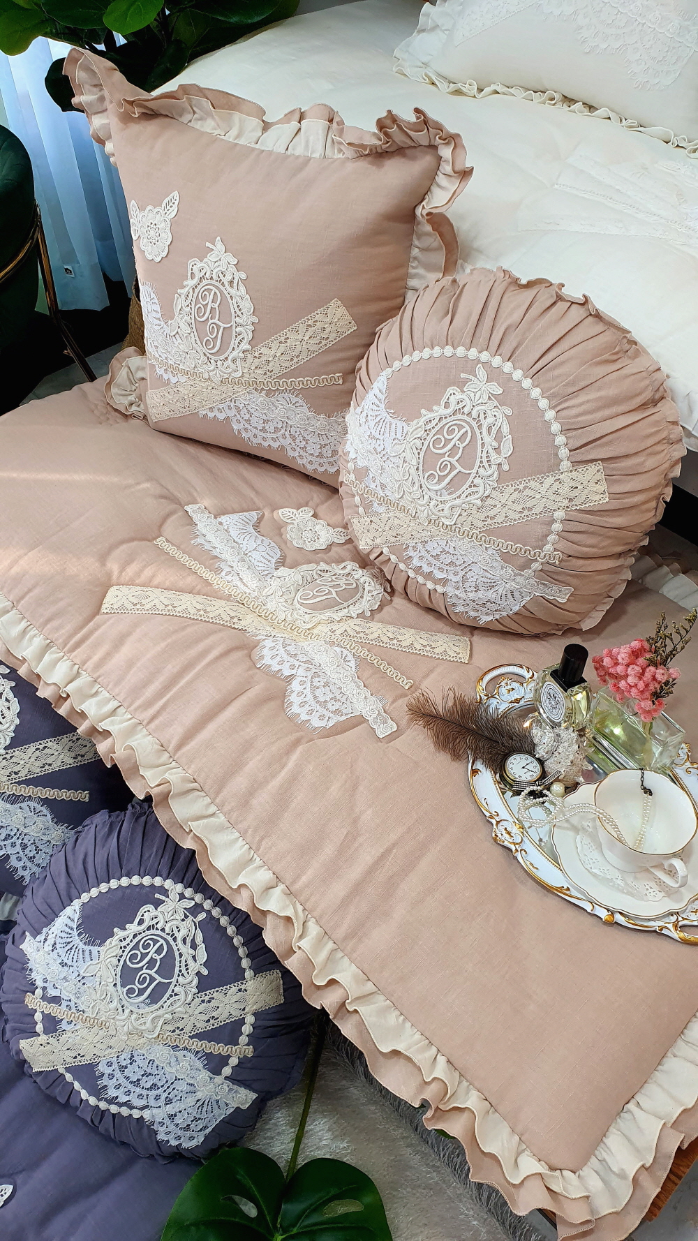 린넨레이스 프릴 쇼파패드4인용 3인용 돌쇼파패드 맞춤제작