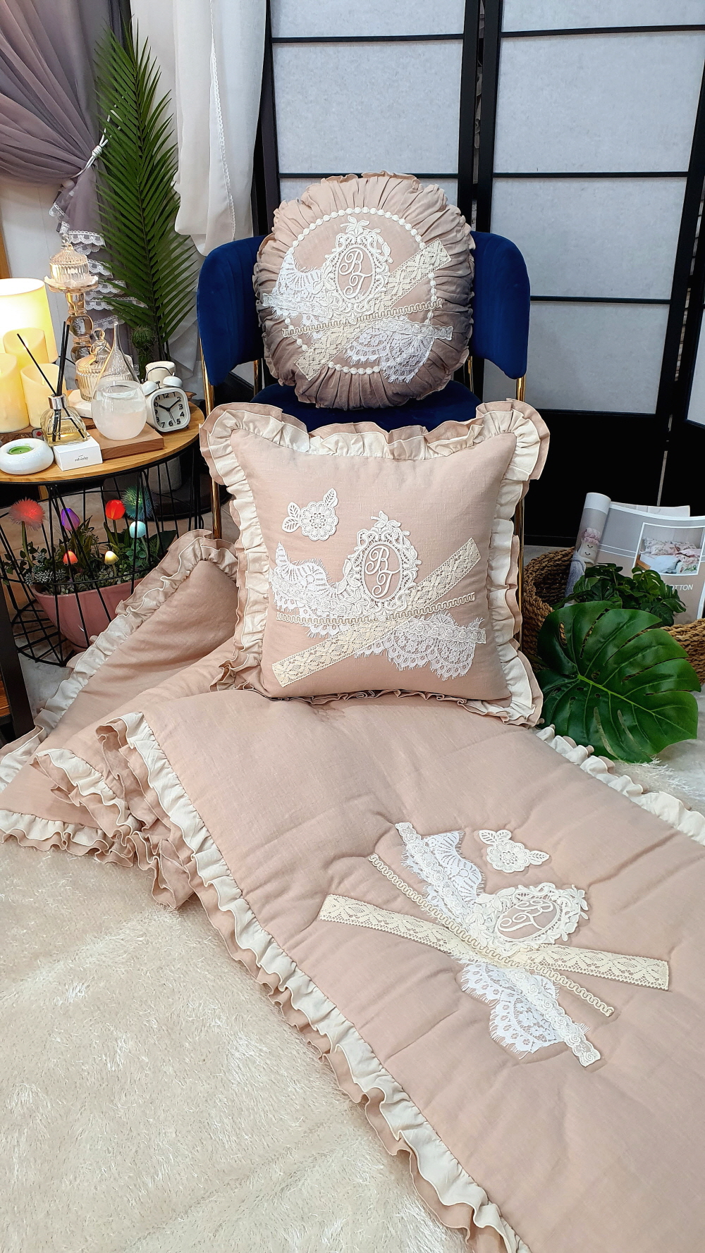 린넨레이스 프릴 쇼파패드4인용 3인용 돌쇼파패드 맞춤제작