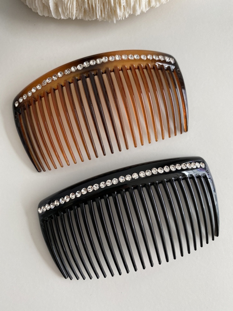 2개입 큐빅 둥근 블랙 브라운 헤어 빗핀 세트 - 상세 이미지 2