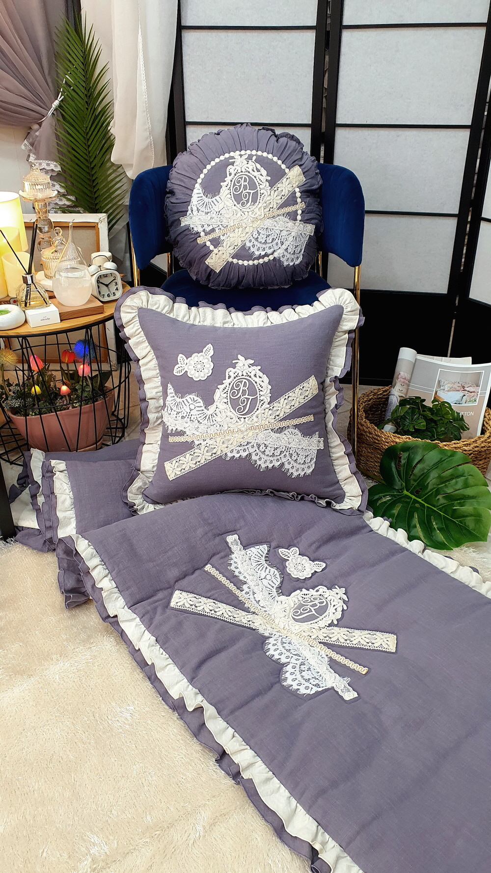 린넨레이스 프릴 쇼파패드4인용 3인용 돌쇼파패드 맞춤제작