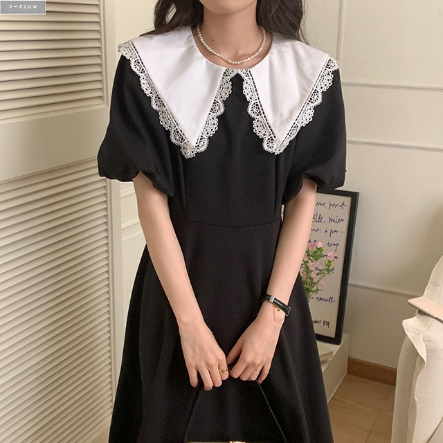 빌리브 볼륨 퍼프 레이스카라 롱원피스 2color 여름 하객룩 모임룩 고급소재 제이플로우 이미지 7