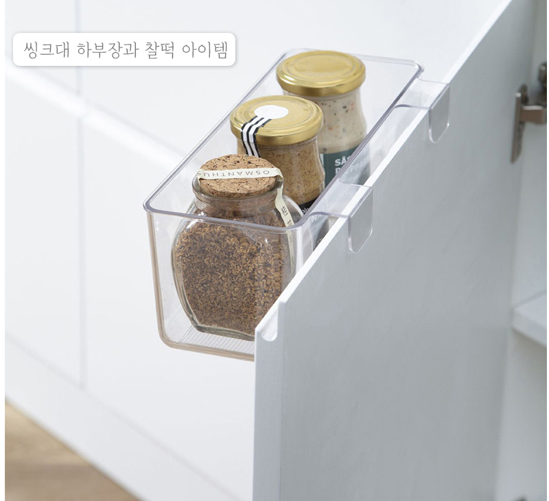 걸이형 투명 정리함 선반 케이스 펜트리 수납함 소형 싱크대 하부장 정리 서랍 욕실 - 상세 이미지 2