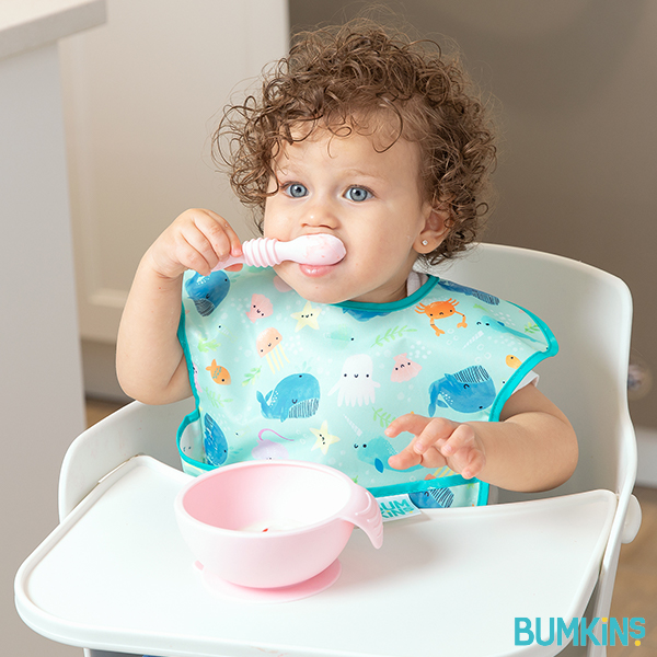 [범킨스] 초기 신생아 아기 방수 자기주도 범킨스 이유식 턱받이 하트