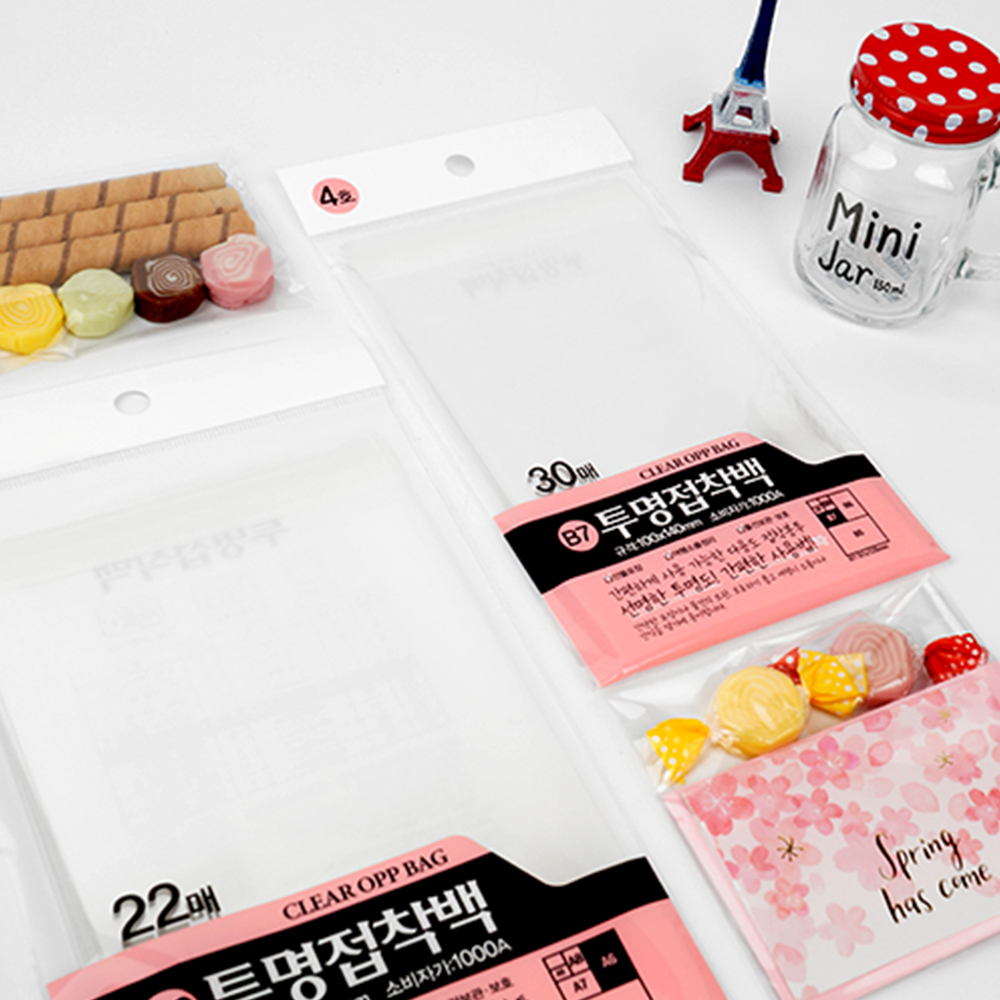 OPP봉투 접착 포장비닐 투명봉투 접착백 1호 70매 - 상세 이미지 4
