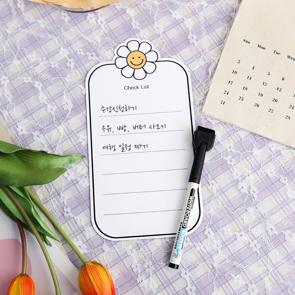 자체제작 체크리스트 냉장고 자석 메모 보드 데이지 화이트보드 칠판 - 상품 이미지