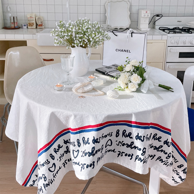 파리지앵 린넨 식탁보 테이블보 백일 돌상 홈파티 캠핑 카페 집들이 화이트 100X140