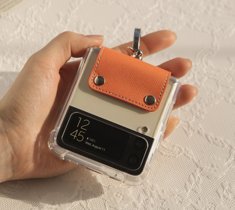 갤럭시 케이스 가죽 링 고리 범퍼 레드, 갤럭시Z 플립3 - 상세 이미지 2