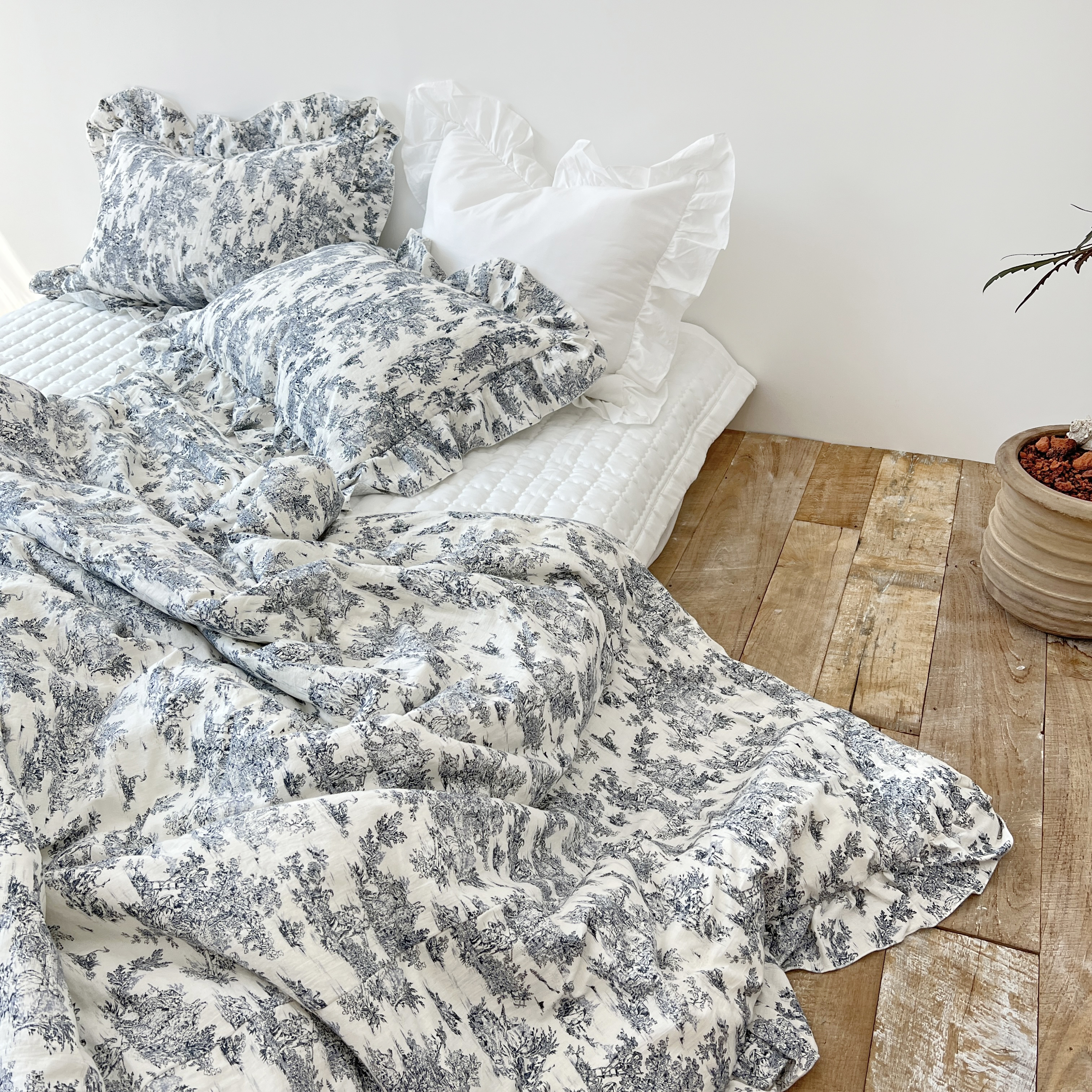 뜨왈 명화 린넨 모달100 알러지케어 옥수수솜 프릴 차렵 이불 S/SS