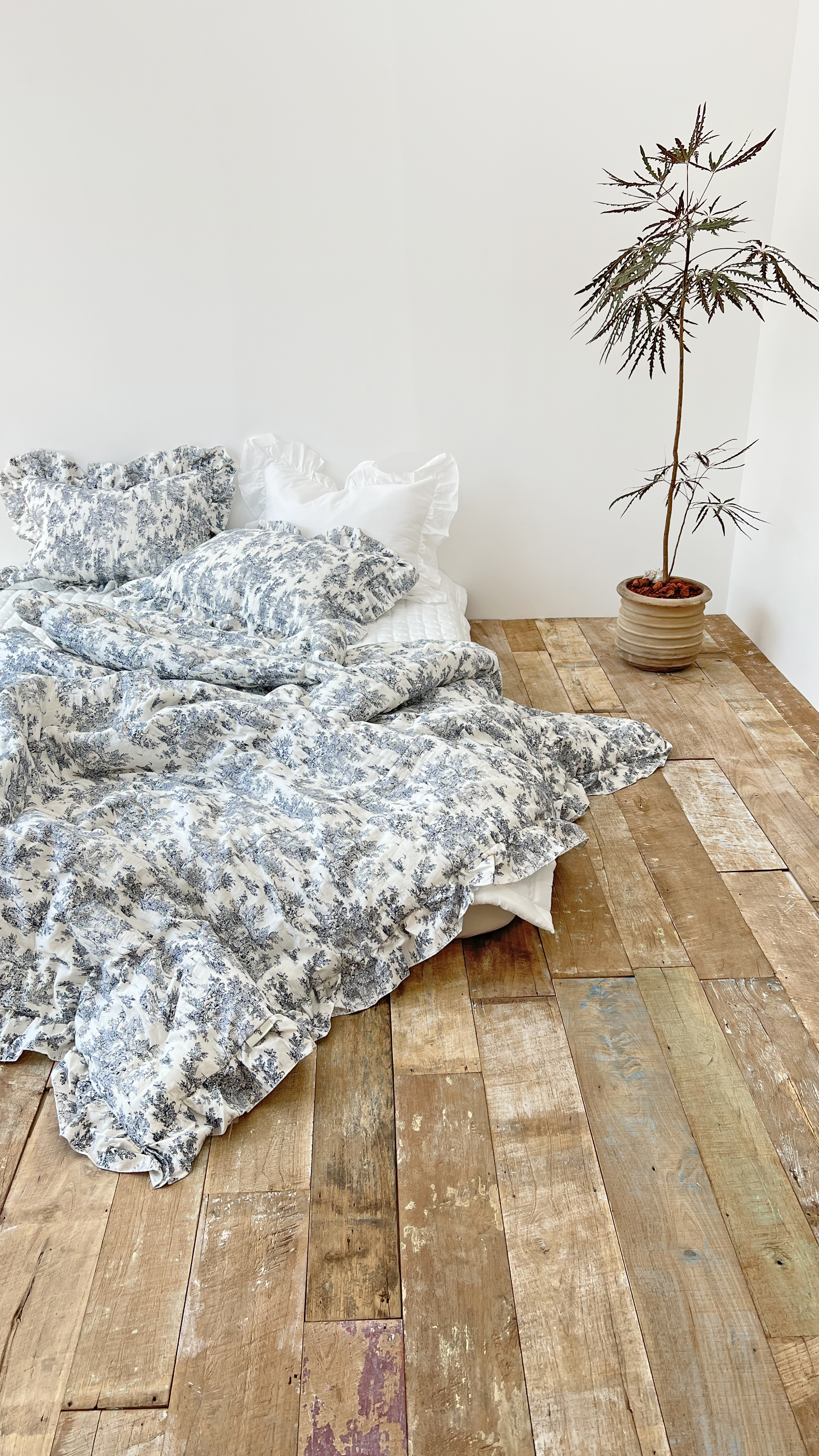 뜨왈 명화 린넨 모달100 알러지케어 옥수수솜 프릴 차렵 이불 S/SS