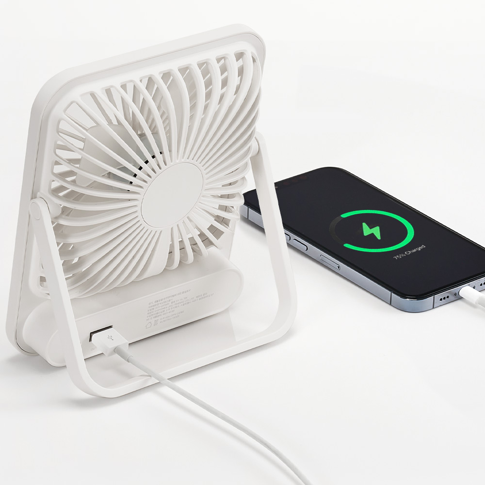오아 스퀘어 미니 탁상용 무선 선풍기 캠핑 충전식 USB 소형 사무실 책상 BLDC 모터 이미지 3
