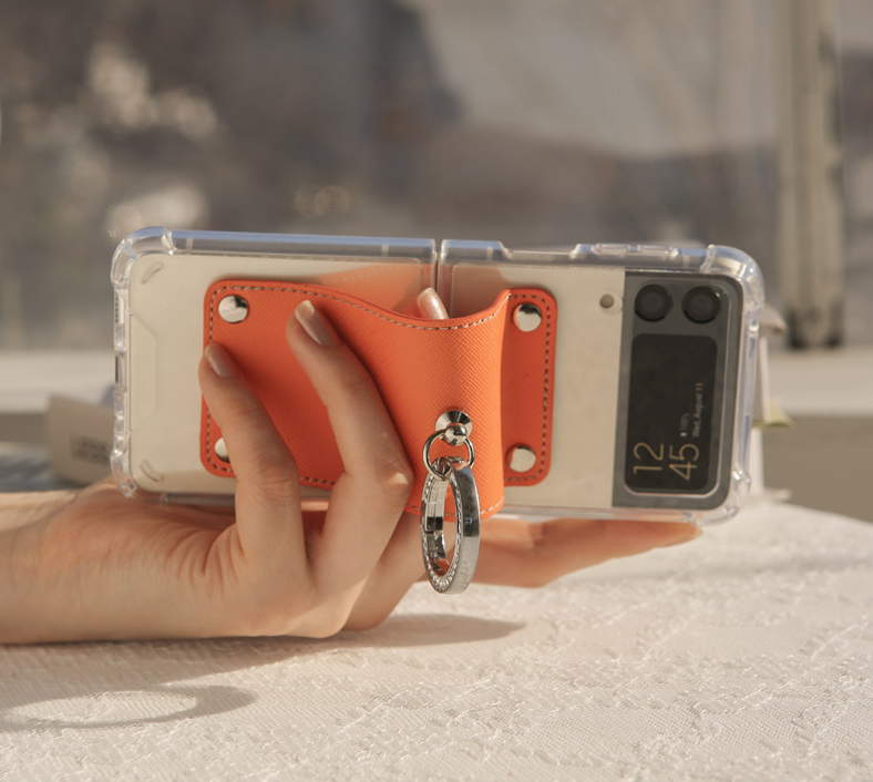 갤럭시 케이스 가죽 링 고리 범퍼 레드, 갤럭시Z 플립3 - 상세 이미지 3