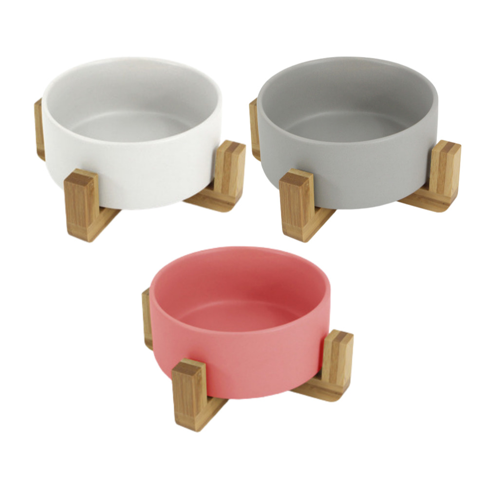 밤부 대형 세라믹 식기 핑크 고양이 밥그릇 물그릇