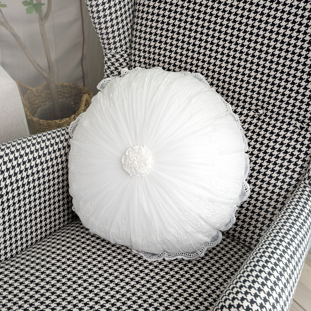 마벨로제 레이스 원형쿠션 커버 쇼파 침대 로맨틱 쿠션(솜포함)