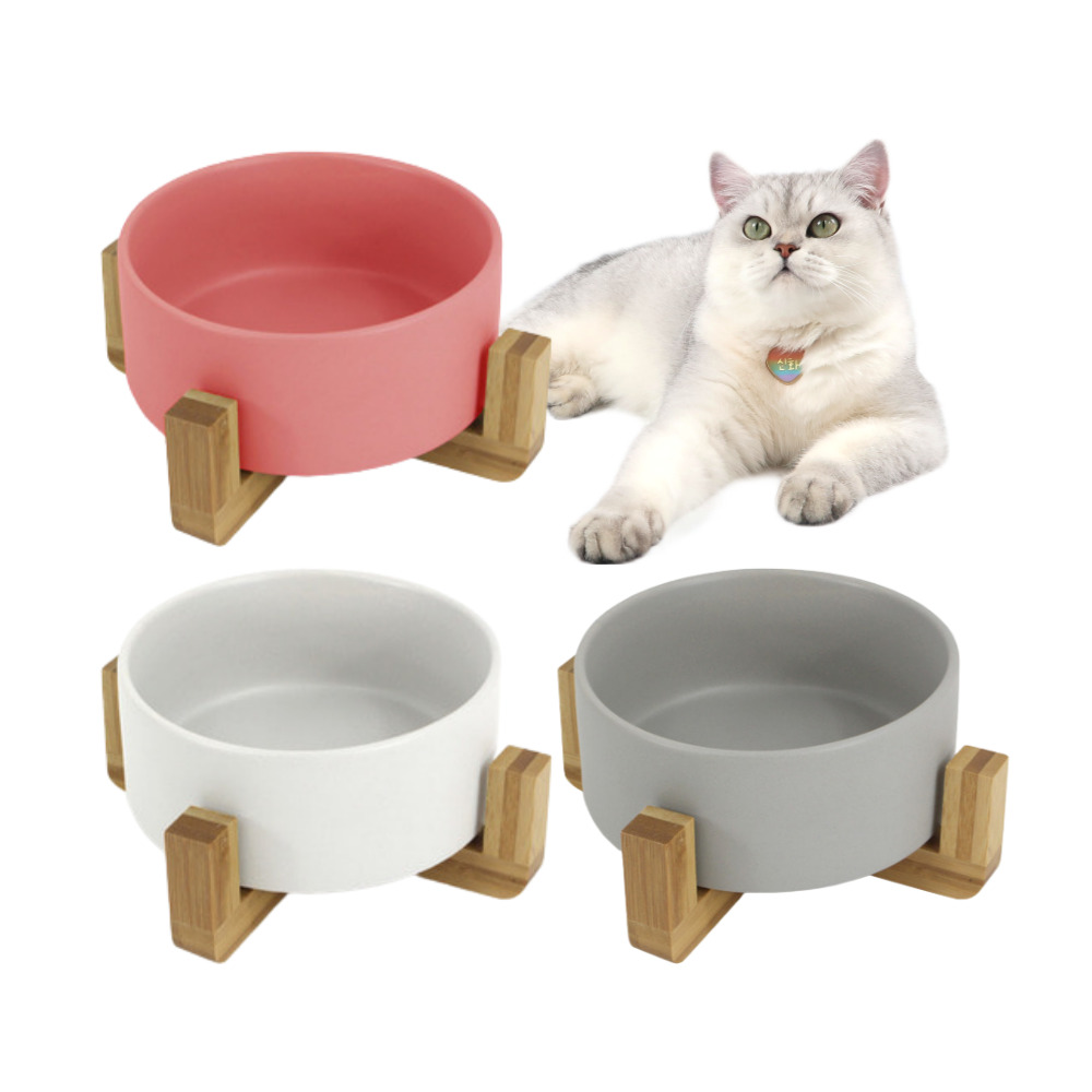 밤부 대형 세라믹 식기 핑크 고양이 밥그릇 물그릇