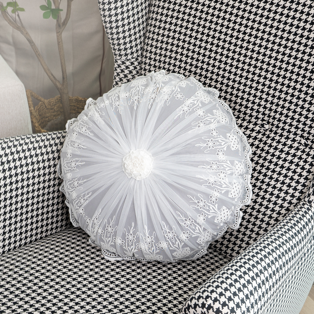 마벨로제 레이스 원형쿠션 커버 쇼파 침대 로맨틱 쿠션(솜포함)