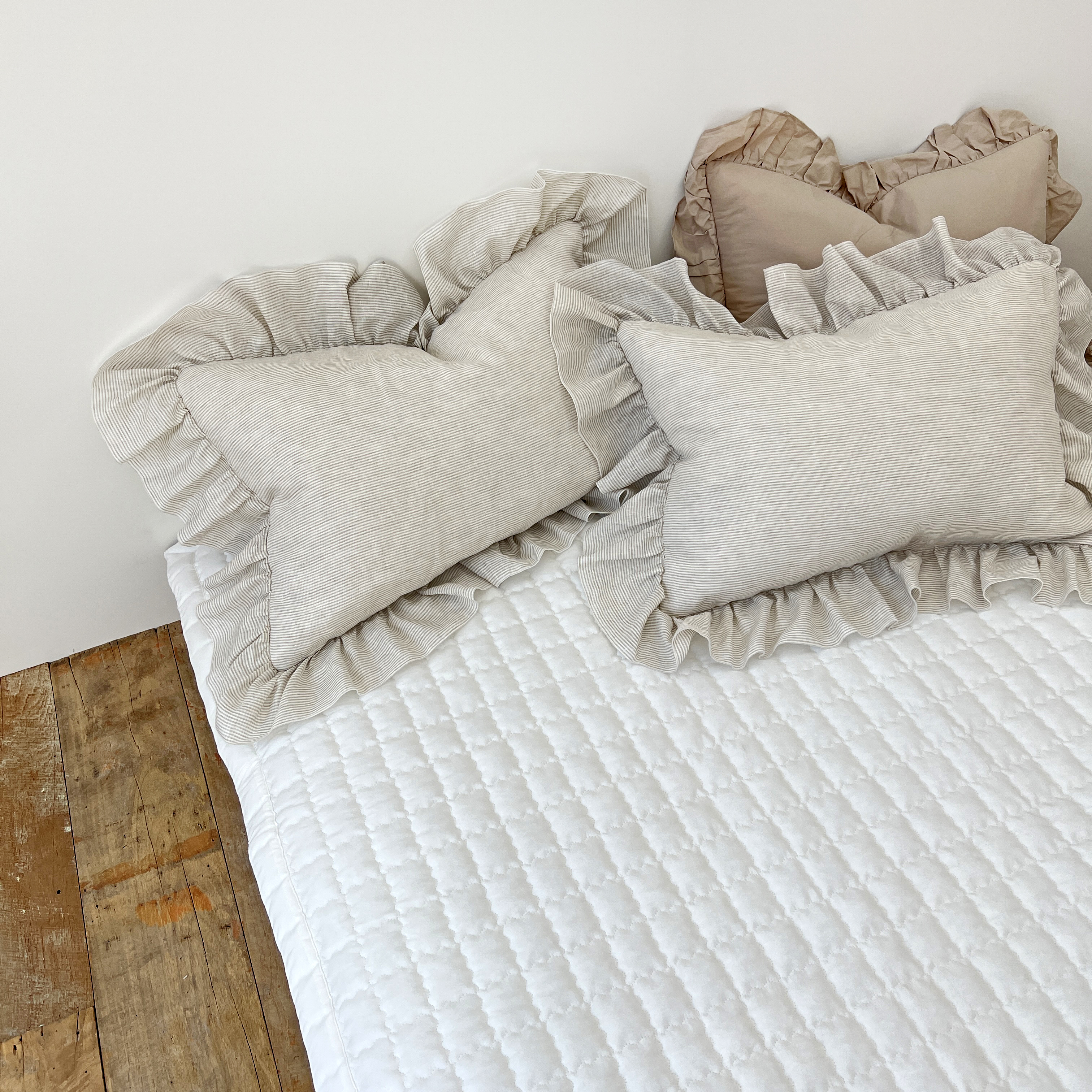 스트라이프 린넨 모달100 알러지케어 옥수수솜 프릴 차렵이불 S/SS