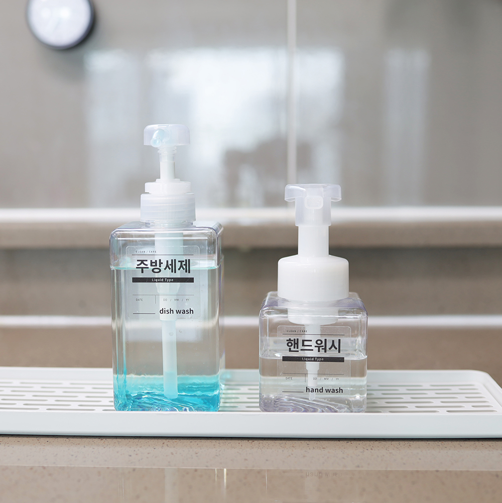 투명 사각 리필용기 리필통 일반형 450ml 욕실 주방 세제 핸드워시 공병 디스펜서 펌프 - 상세 이미지 5