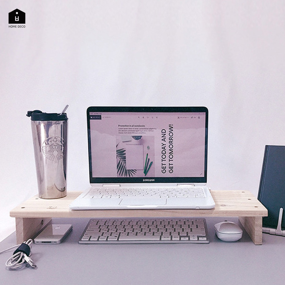 컴퓨터 모니터받침대 높은 원목 모니터받침