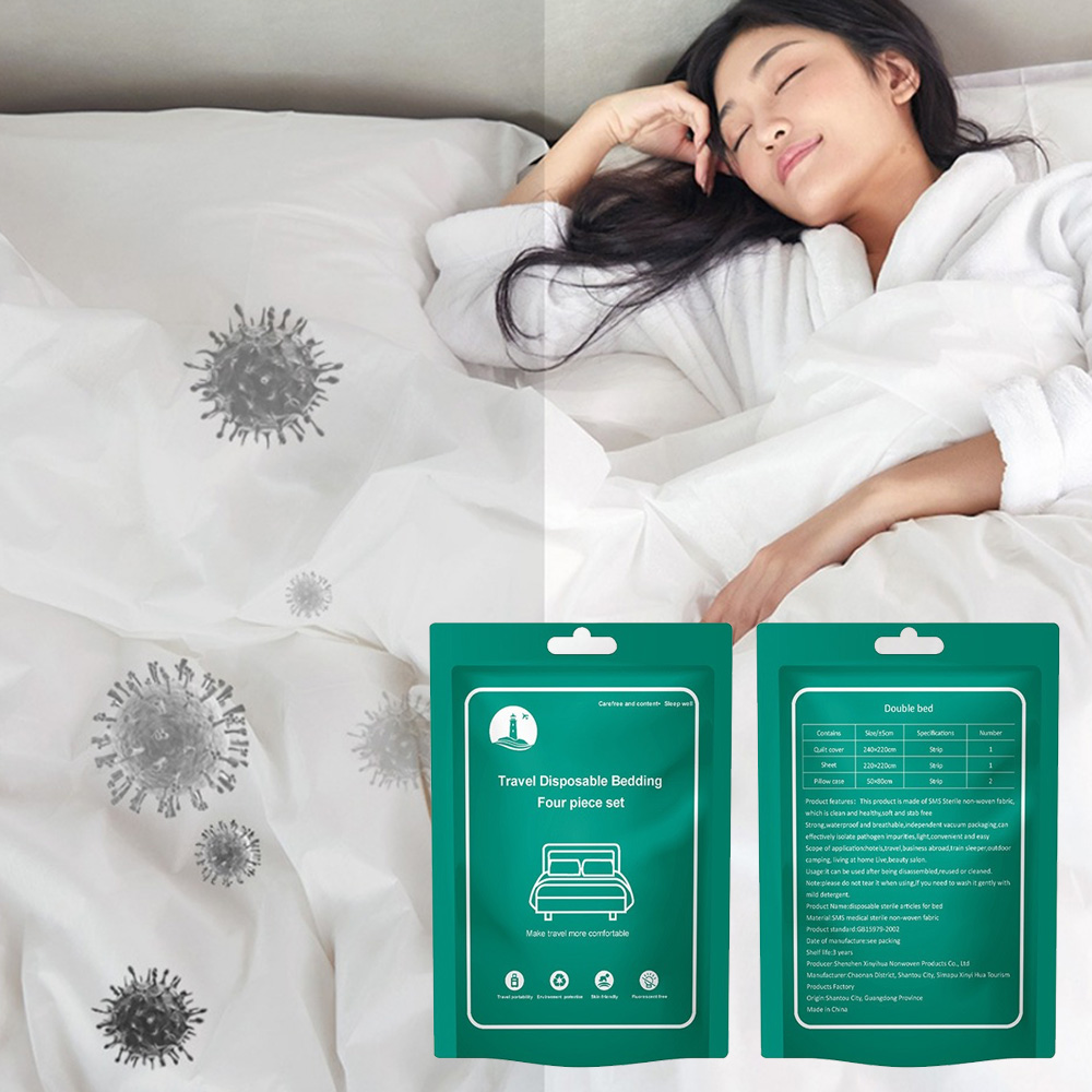 여행용 휴대용 일회용 이불 침대 커버 시트 싱글3p