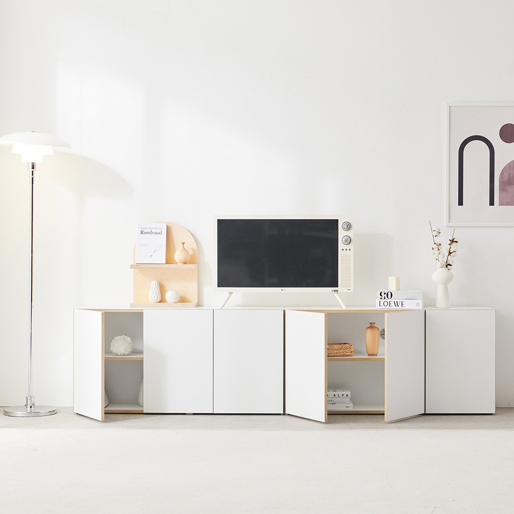 높은 거실장 티비다이 낮은 티비장 tv 장식장 선반 슬림 1단 1200 H400, 화이트