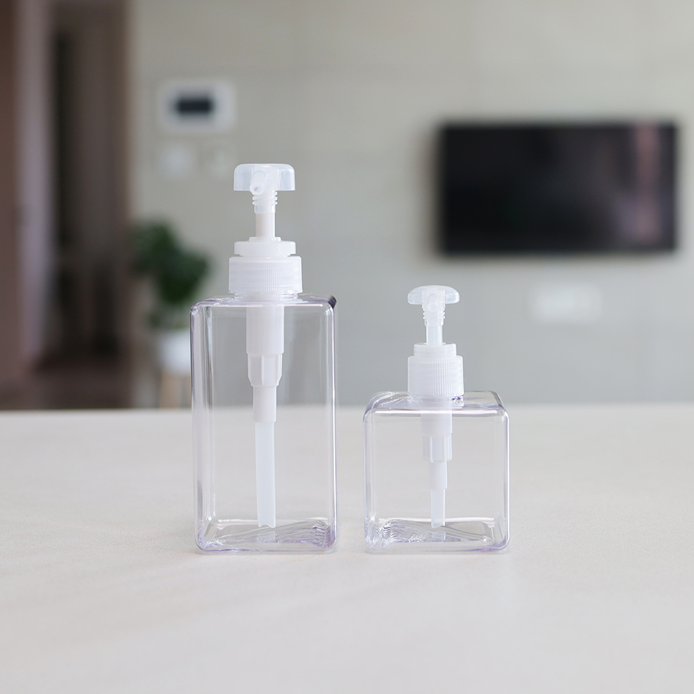 투명 사각 리필용기 리필통 일반형 450ml 욕실 주방 세제 핸드워시 공병 디스펜서 펌프 - 상세 이미지 2