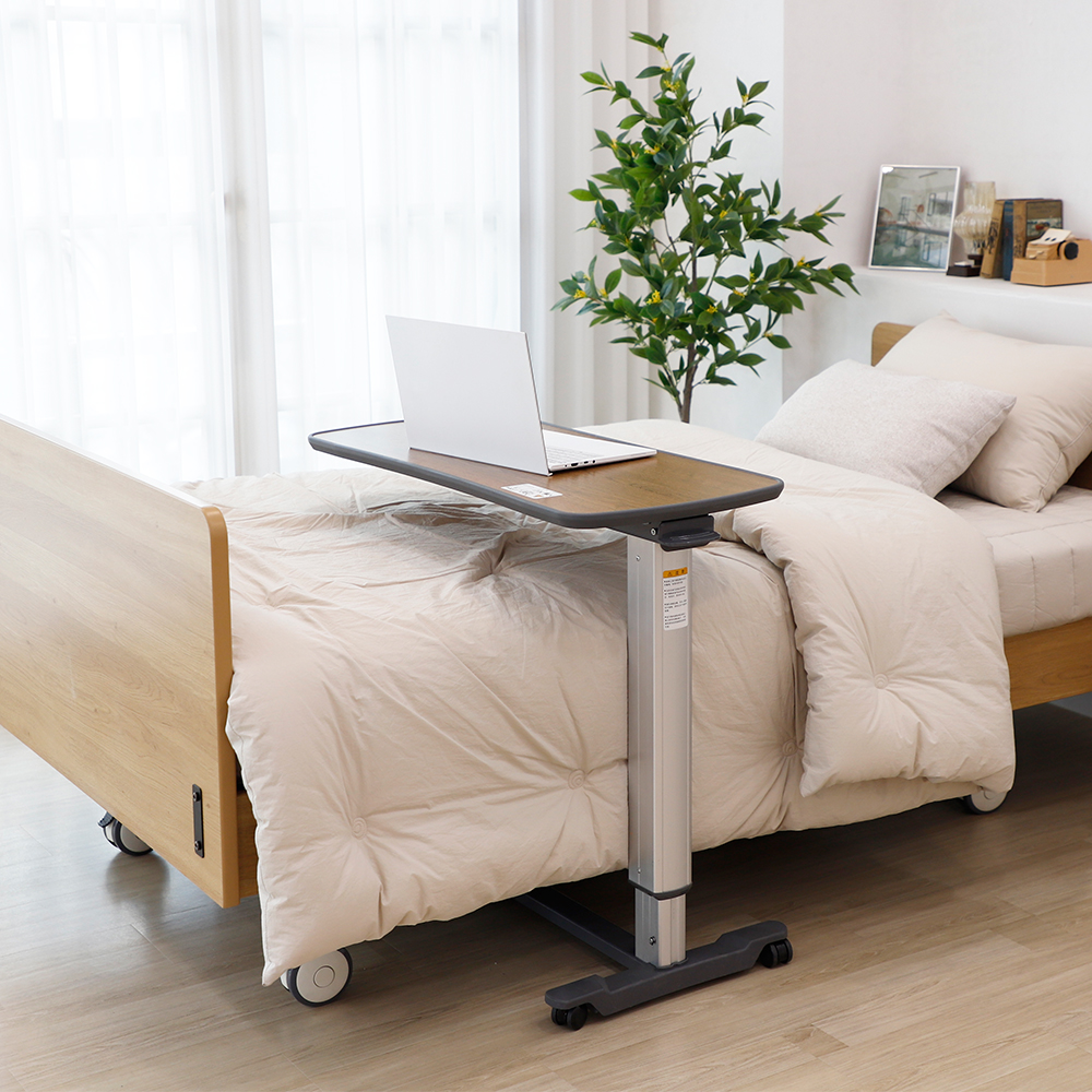 높이조절 이동식 테이블 침대용 병원 간이책상 요양원 식사 보조용 YB-O1004