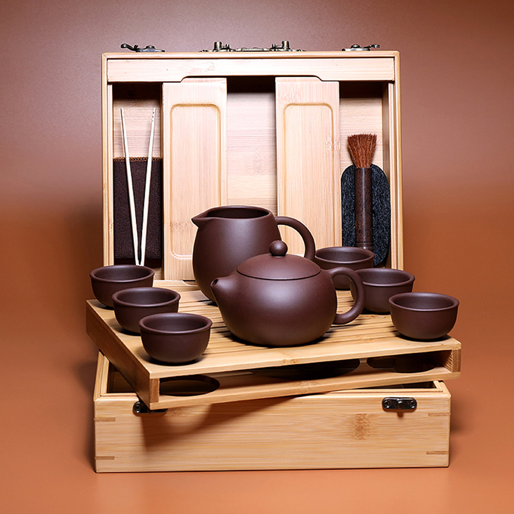 더큰솔 이싱 자사호 휴대용다기세트 캠핑다도 보이차 공부차 다관 숙우 쾌객배잔 대나무차판