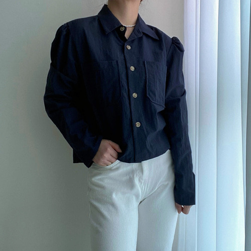 [세일]바스락 루즈핏 나일론 자켓형 퍼프 셔츠 블라우스 - 상세 이미지 3