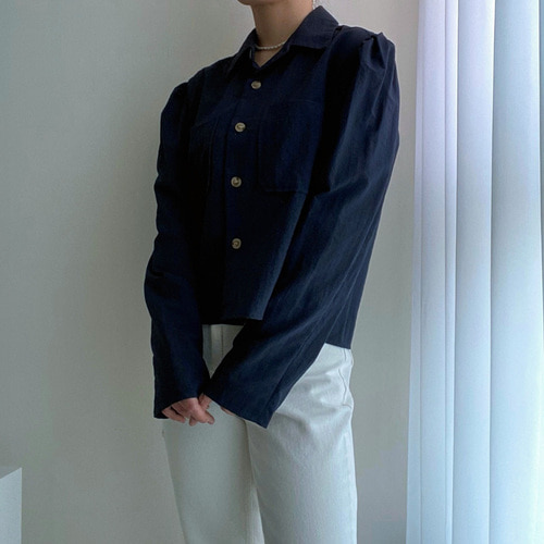 [세일]바스락 루즈핏 나일론 자켓형 퍼프 셔츠 블라우스 - 상세 이미지 4