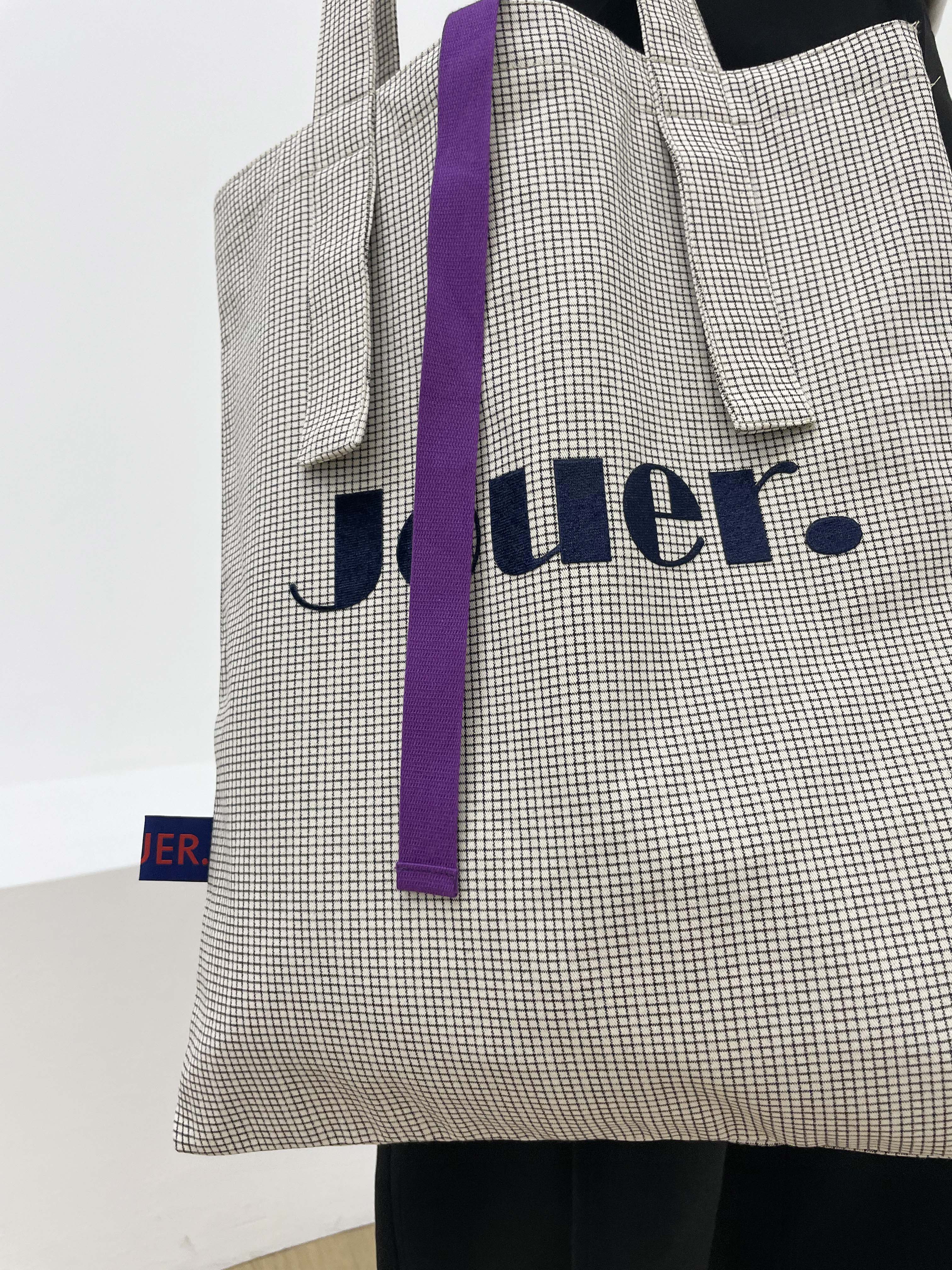 JOUER. 쥬에 스프링 잔체크 로고 에코백