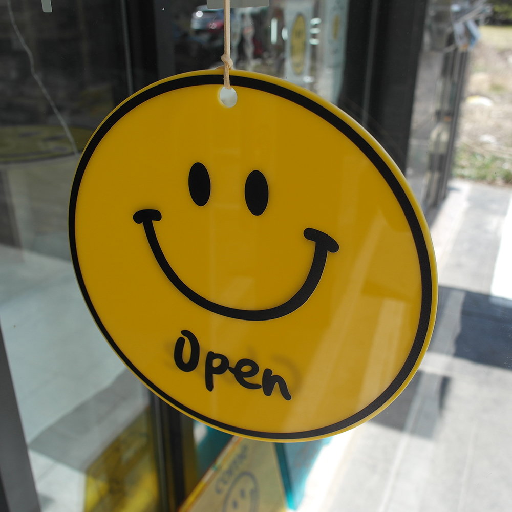 코메샵 오픈 클로즈 팻말 open close 노랑스마일씨 노랑배경 양면 안내 문패 이미지 6