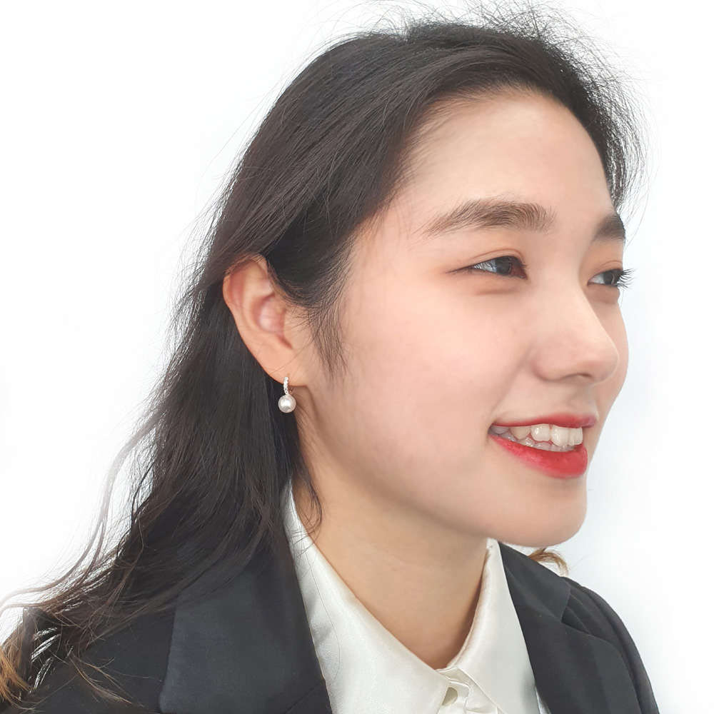 야랑쥬얼리 925실버 원터치 큐빅 진주드롭 귀걸이 이미지 6