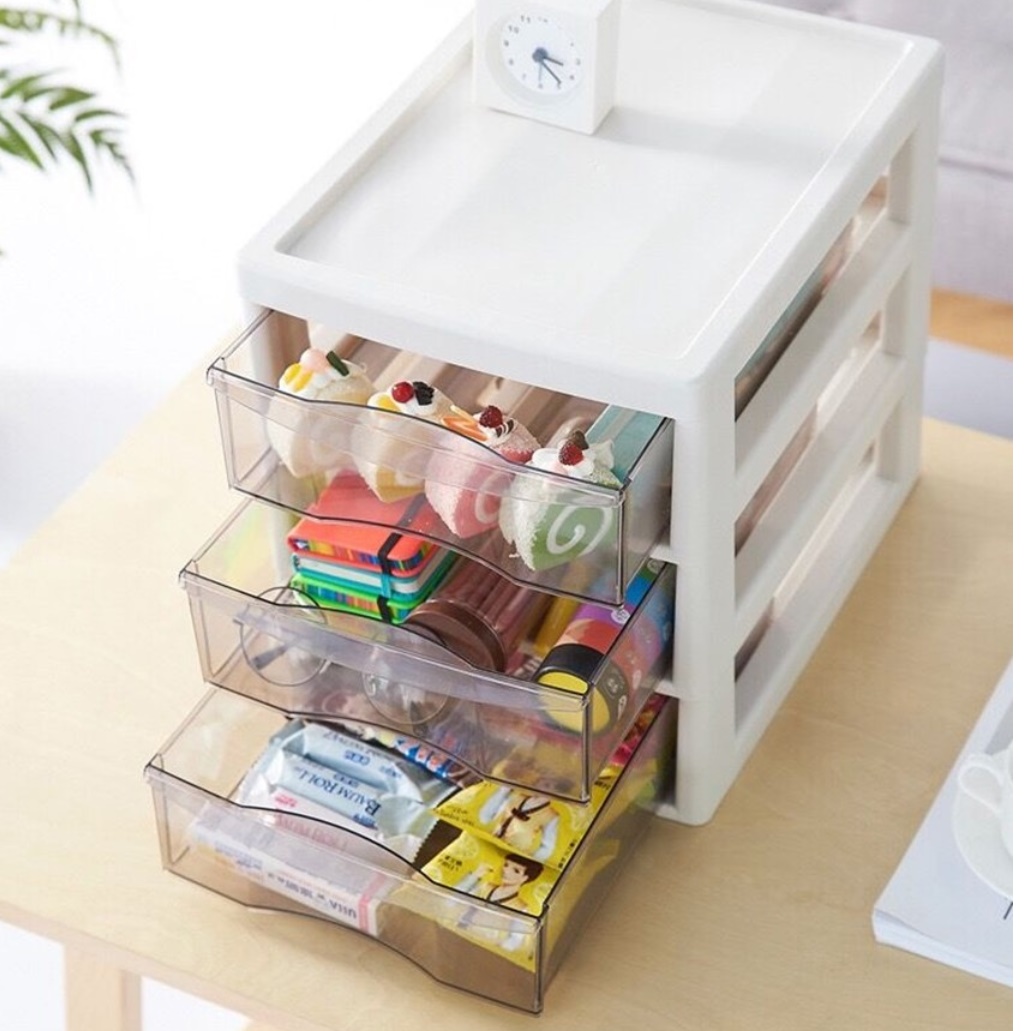 4단 폭 좁은 바퀴 서랍장 이동 서랍장 슬림 투명 서랍장