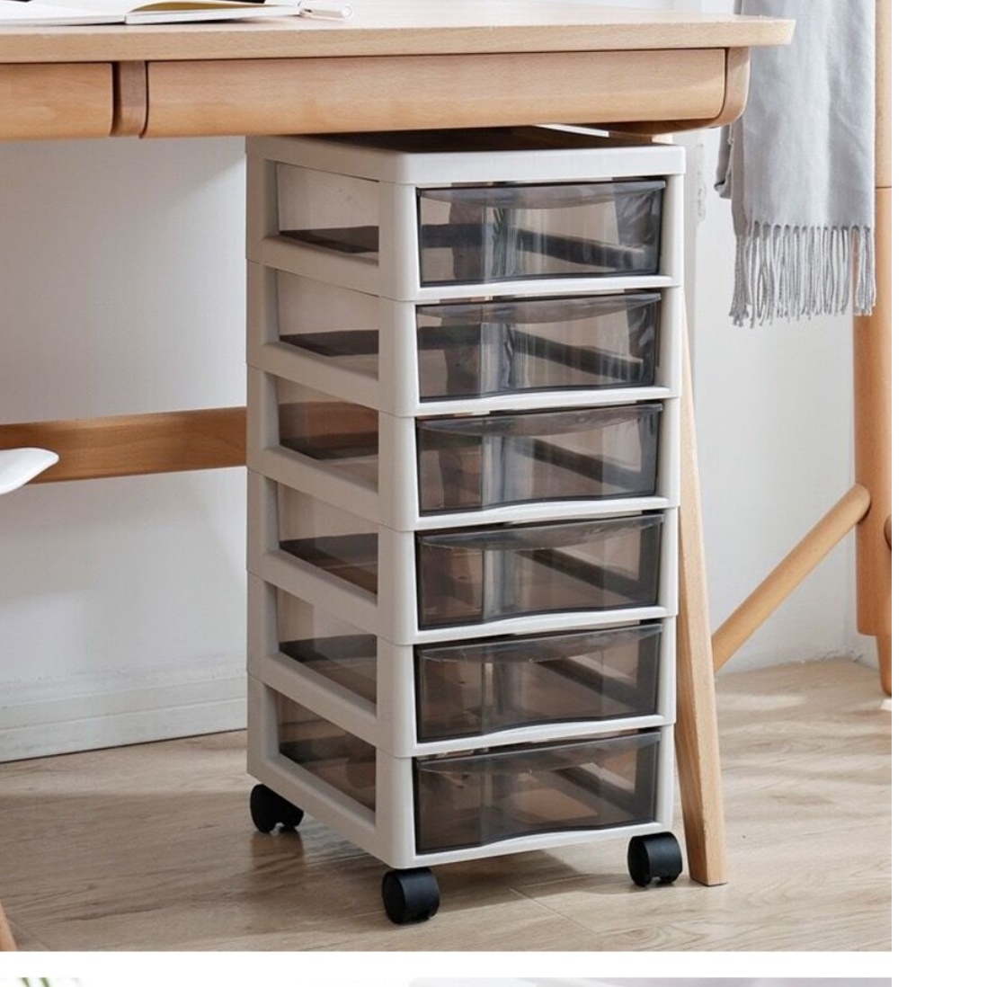 4단 폭 좁은 바퀴 서랍장 이동 서랍장 슬림 투명 서랍장