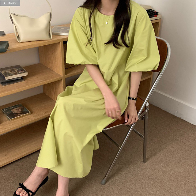 오페라 빅볼륨 퍼프 코튼 롱원피스 4col 여름 봄 뒷밴딩 루즈핏 가오리 A라인 제이플로우 - 상품 이미지