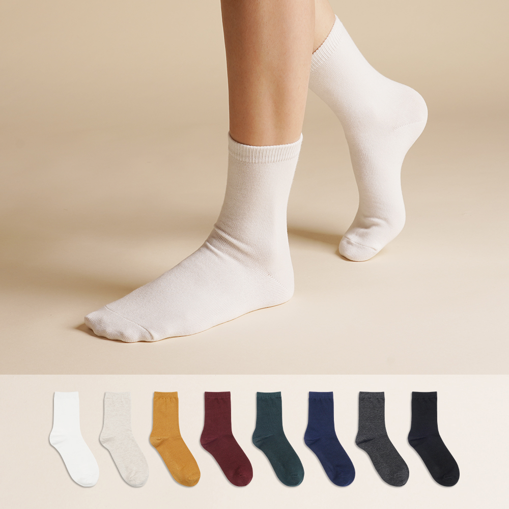 삭피엔스 36g 여자 톡톡한 중목 무지 양말 8켤레 세트 제품 이미지