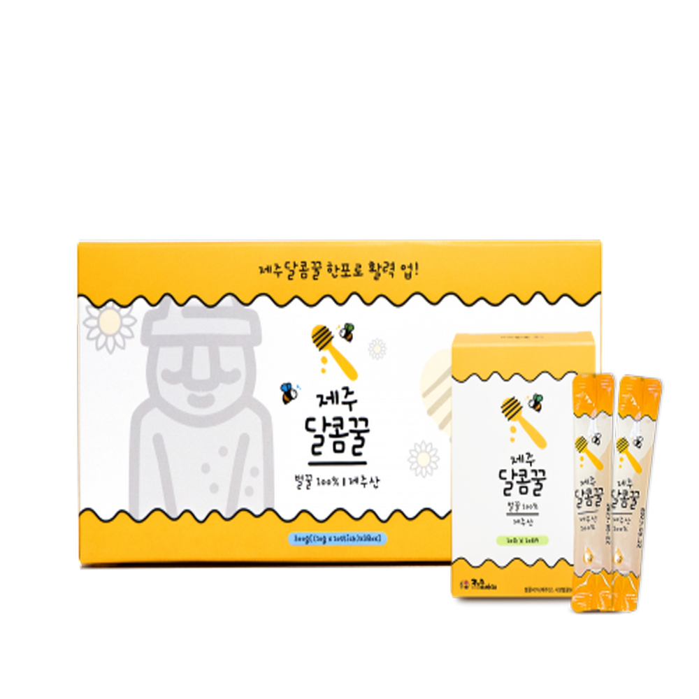 제주도 휴대용 꿀 허니 스틱 하루 벌꿀 제주달콤꿀 10gx10개 3박스 30포 선물박스손잡이용 선물용 답례용  허니 꿀스틱 - 상품 이미지