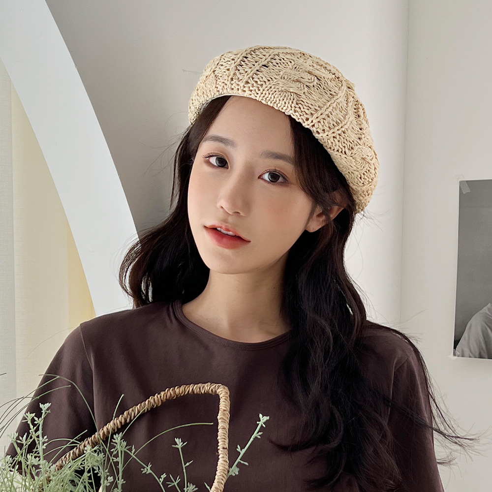 꽈배기 여름 니트 베레모 여성 빵모자 이미지 8