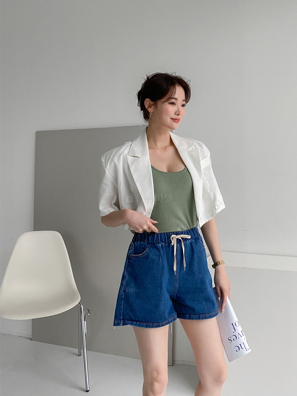 청반바지 여름청바지 밴딩 3부 데님 반바지 숏팬츠 - 상세 이미지 3