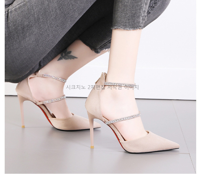 티르키 10cm 스웨이드 큐빅 스트랩 스틸레토 하이힐 2color 상세 이미지 14
