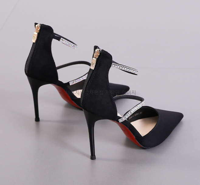 티르키 10cm 스웨이드 큐빅 스트랩 스틸레토 하이힐 2color 상세 이미지 9