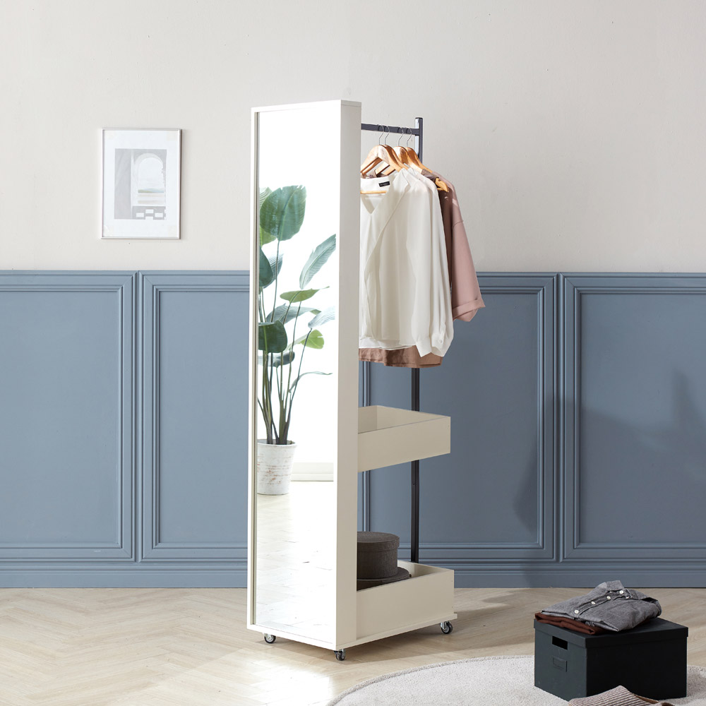 리시스 멀티 이동형 전신거울 행거 1단수납