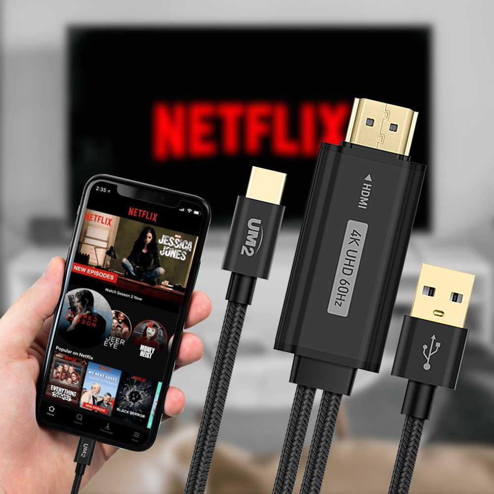 UM2 USB C to HDMI MHL 미러링 케이블 스마트폰 TV 연결 200cm