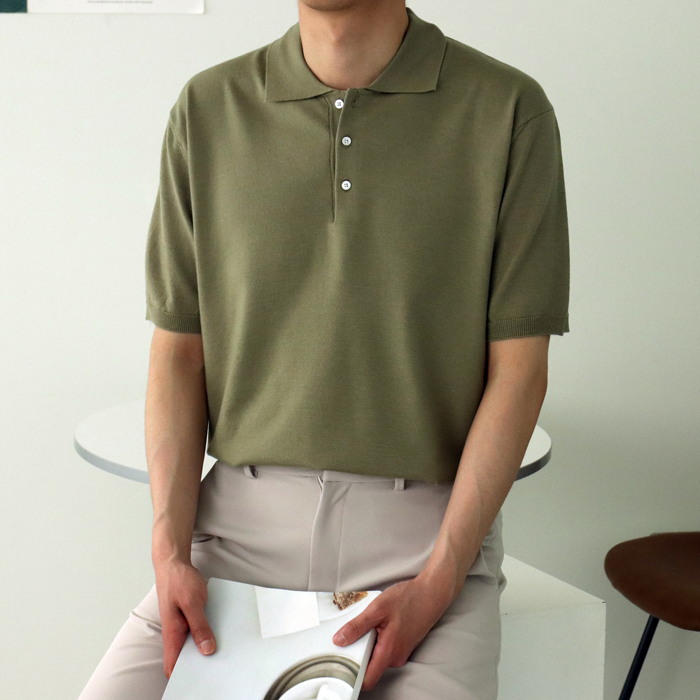 남자반팔니트 린넨 헨리넥 여름니트 남성반팔티 이미지 4