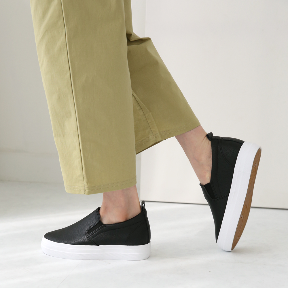 여성 발편한운동화 소가죽 통굽 키높이 슬립온 5cm