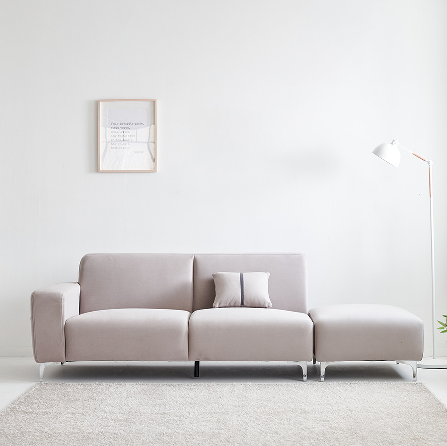 이노센트 다운 아쿠아텍스 패브릭 소파 스툴포함, 라이트그레이, 3인용